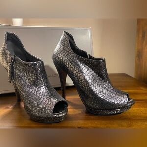 BCBGMAXAZRIA  Pewter Morgan’s Snake Print Shoetie